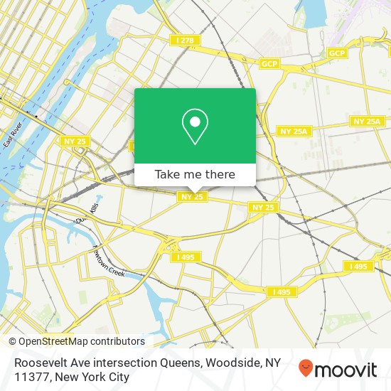 Mapa de Roosevelt Ave intersection Queens, Woodside, NY 11377