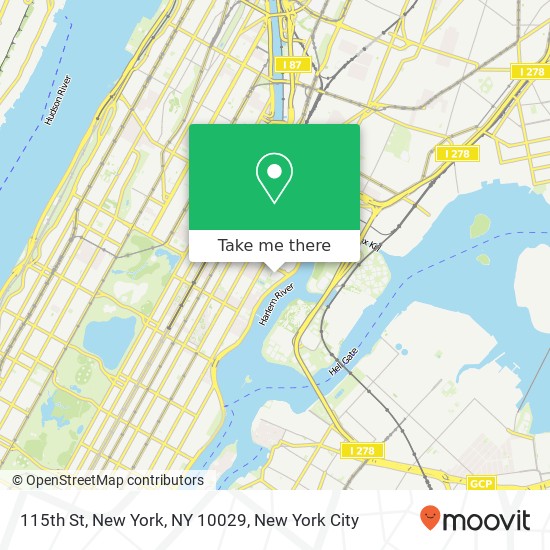 115th St, New York, NY 10029 map