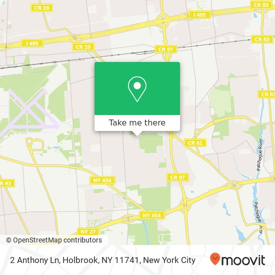 Mapa de 2 Anthony Ln, Holbrook, NY 11741