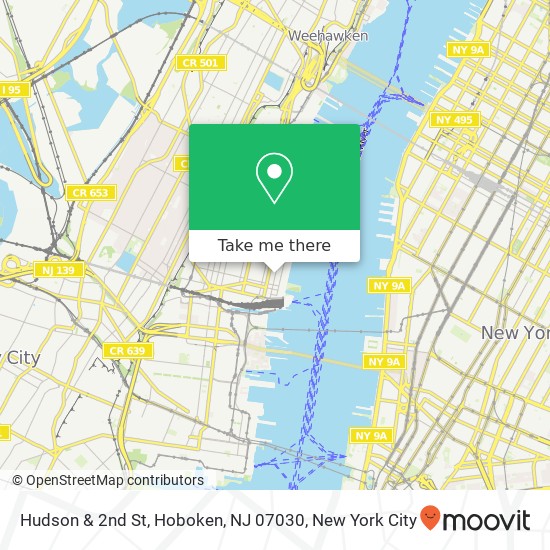 Mapa de Hudson & 2nd St, Hoboken, NJ 07030