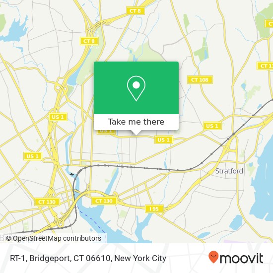 Mapa de RT-1, Bridgeport, CT 06610