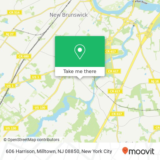 Mapa de 606 Harrison, Milltown, NJ 08850