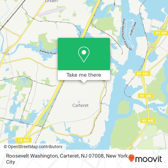 Roosevelt Washington, Carteret, NJ 07008 map