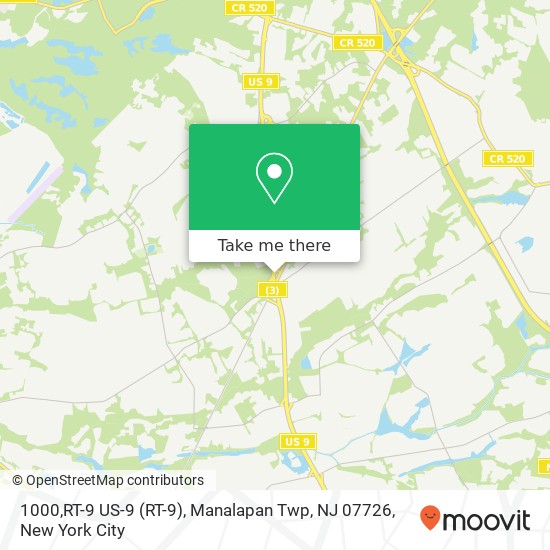 Mapa de 1000,RT-9 US-9 (RT-9), Manalapan Twp, NJ 07726