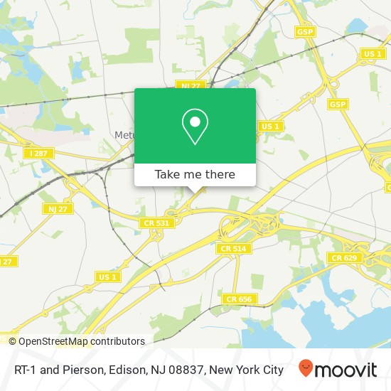 Mapa de RT-1 and Pierson, Edison, NJ 08837