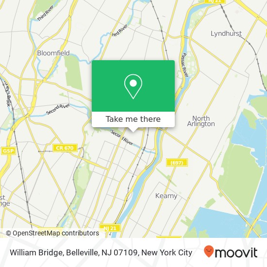 Mapa de William Bridge, Belleville, NJ 07109
