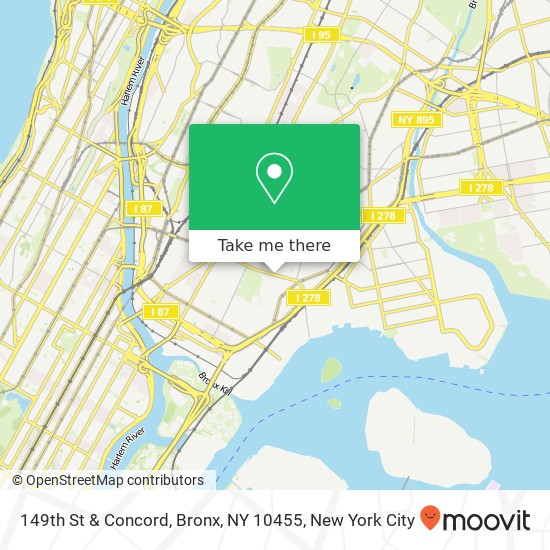 Mapa de 149th St & Concord, Bronx, NY 10455