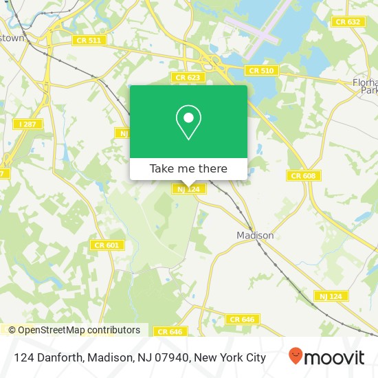 Mapa de 124 Danforth, Madison, NJ 07940