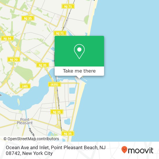 Mapa de Ocean Ave and Inlet, Point Pleasant Beach, NJ 08742
