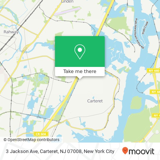 Mapa de 3 Jackson Ave, Carteret, NJ 07008