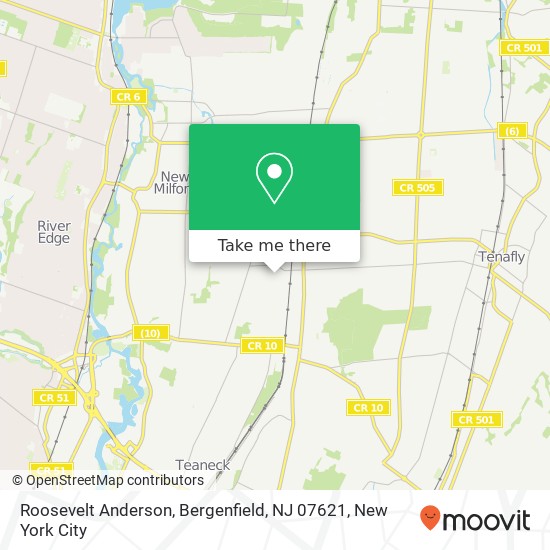 Mapa de Roosevelt Anderson, Bergenfield, NJ 07621