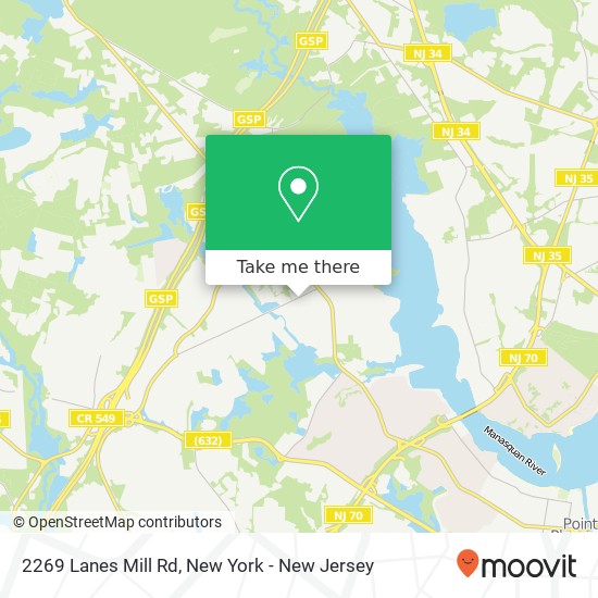 Mapa de 2269 Lanes Mill Rd, Brick, NJ 08724
