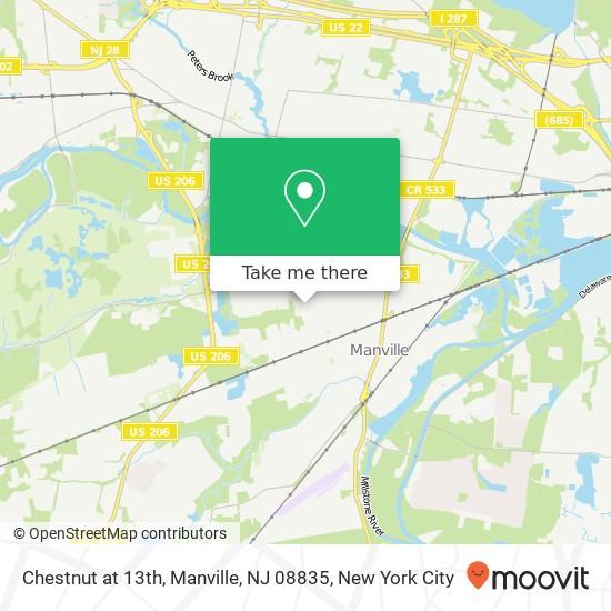 Chestnut at 13th, Manville, NJ 08835 map