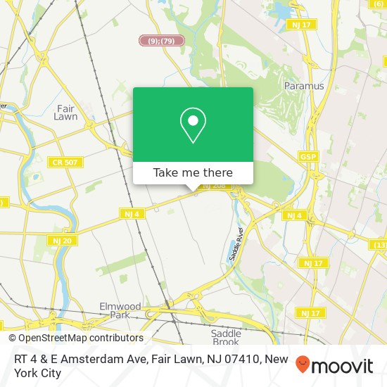 Mapa de RT 4 & E Amsterdam Ave, Fair Lawn, NJ 07410