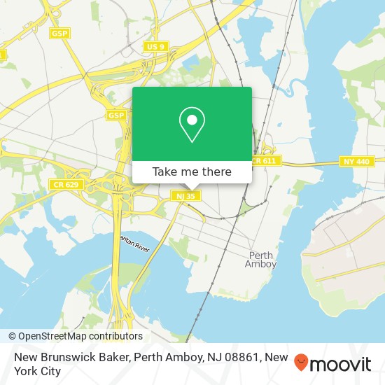 Mapa de New Brunswick Baker, Perth Amboy, NJ 08861