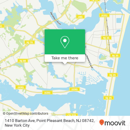 Mapa de 1410 Barton Ave, Point Pleasant Beach, NJ 08742