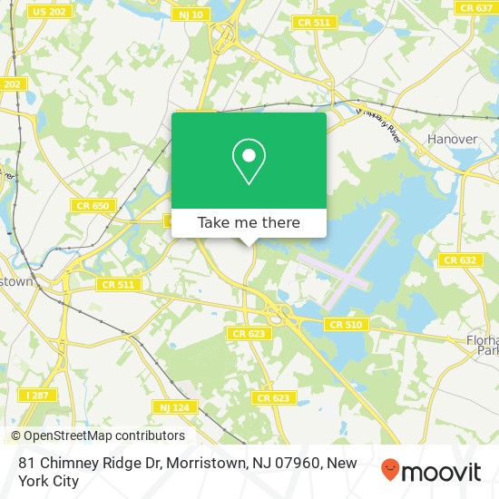 Mapa de 81 Chimney Ridge Dr, Morristown, NJ 07960