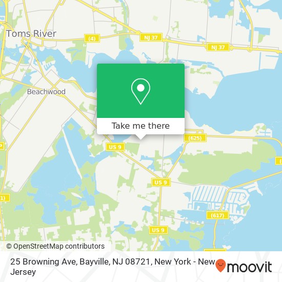 Mapa de 25 Browning Ave, Bayville, NJ 08721