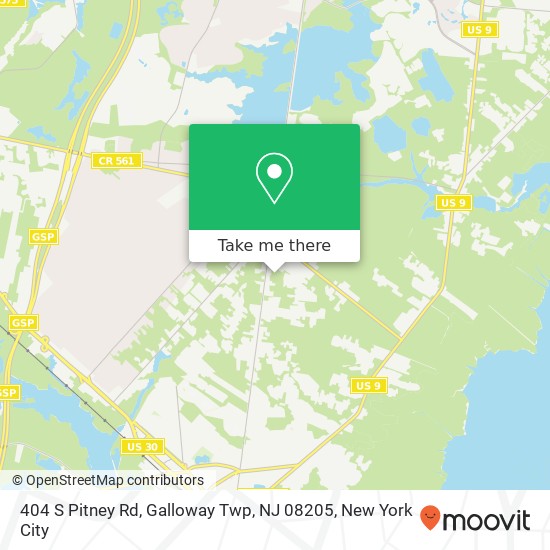 Mapa de 404 S Pitney Rd, Galloway Twp, NJ 08205