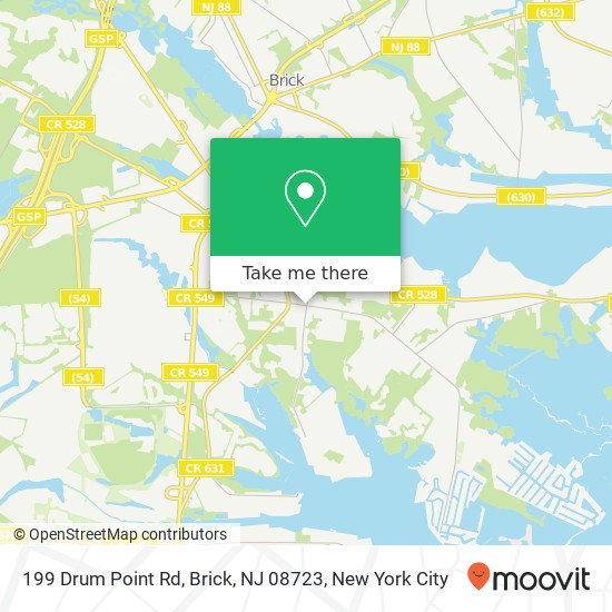 Mapa de 199 Drum Point Rd, Brick, NJ 08723