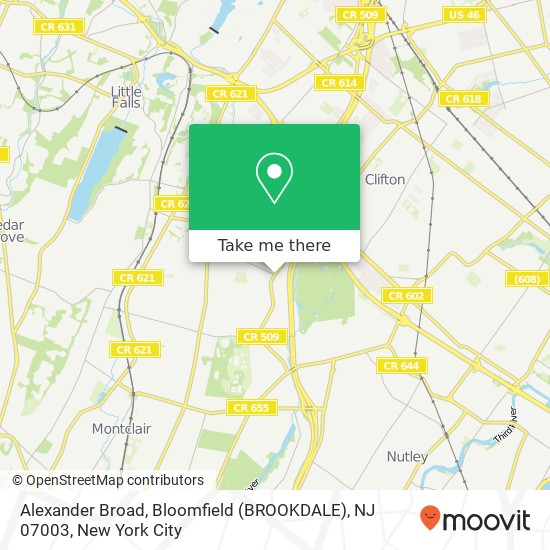 Mapa de Alexander Broad, Bloomfield (BROOKDALE), NJ 07003