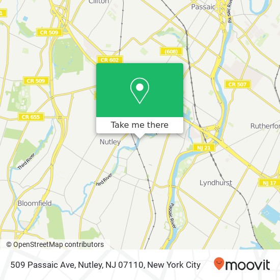 Mapa de 509 Passaic Ave, Nutley, NJ 07110