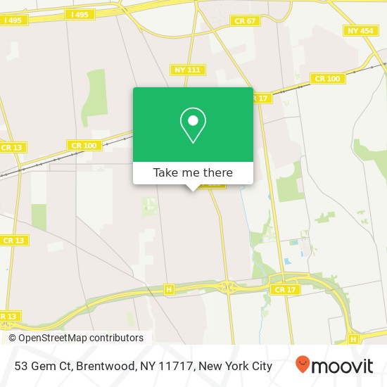 Mapa de 53 Gem Ct, Brentwood, NY 11717