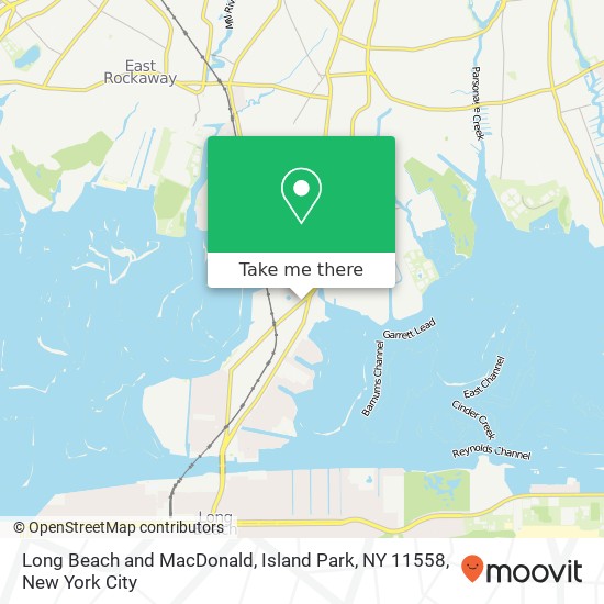 Mapa de Long Beach and MacDonald, Island Park, NY 11558