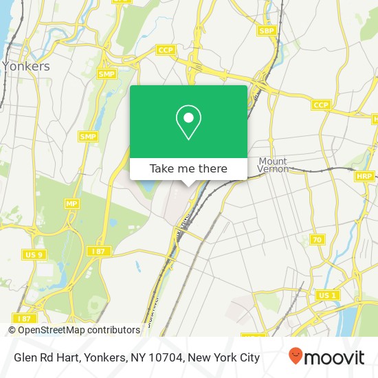 Mapa de Glen Rd Hart, Yonkers, NY 10704