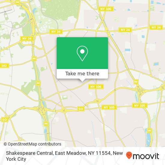 Mapa de Shakespeare Central, East Meadow, NY 11554