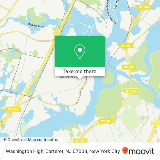 Mapa de Washington High, Carteret, NJ 07008