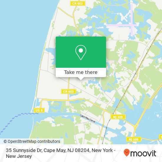 Mapa de 35 Sunnyside Dr, Cape May, NJ 08204