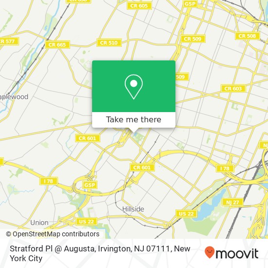 Stratford Pl @ Augusta, Irvington, NJ 07111 map