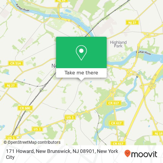 Mapa de 171 Howard, New Brunswick, NJ 08901