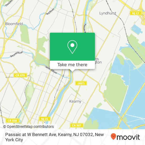 Passaic at W Bennett Ave, Kearny, NJ 07032 map