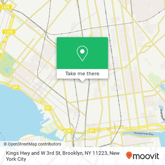 Mapa de Kings Hwy and W 3rd St, Brooklyn, NY 11223