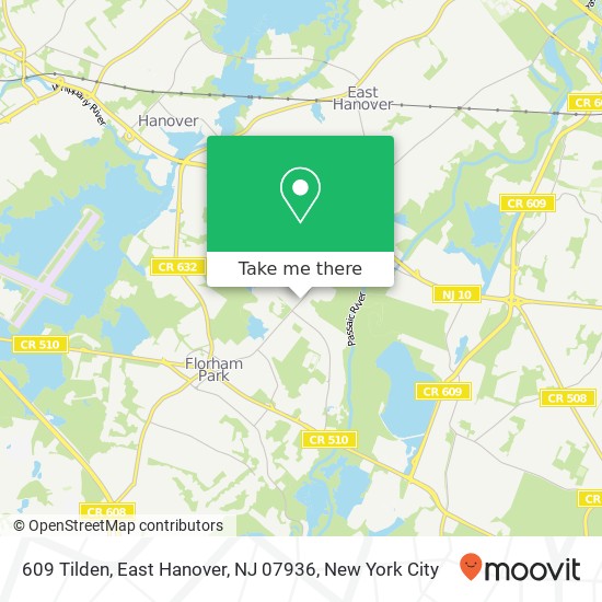 Mapa de 609 Tilden, East Hanover, NJ 07936