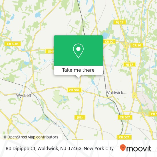 Mapa de 80 Dipippo Ct, Waldwick, NJ 07463