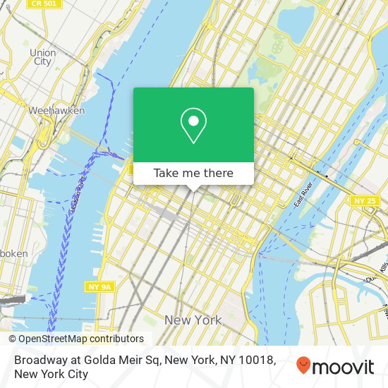 Broadway at Golda Meir Sq, New York, NY 10018 map