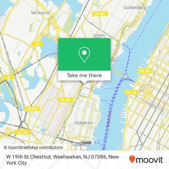 Mapa de W 19th St Chestnut, Weehawken, NJ 07086