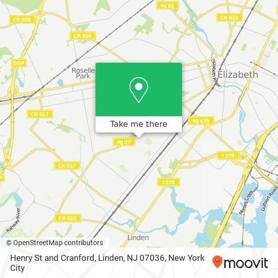 Mapa de Henry St and Cranford, Linden, NJ 07036