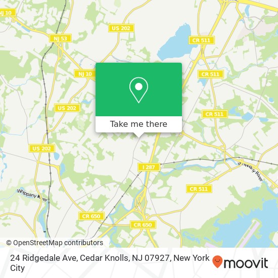 Mapa de 24 Ridgedale Ave, Cedar Knolls, NJ 07927