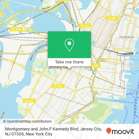 Montgomery and John F Kennedy Blvd, Jersey City, NJ 07306 map