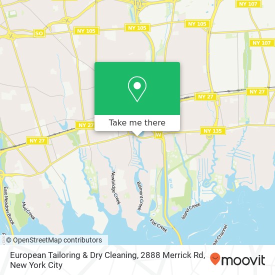 Mapa de European Tailoring & Dry Cleaning, 2888 Merrick Rd