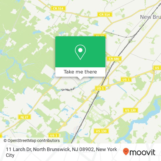 Mapa de 11 Larch Dr, North Brunswick, NJ 08902