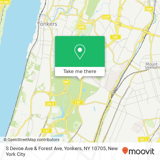 Mapa de S Devoe Ave & Forest Ave, Yonkers, NY 10705