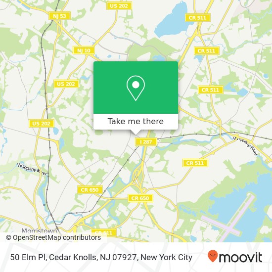 Mapa de 50 Elm Pl, Cedar Knolls, NJ 07927