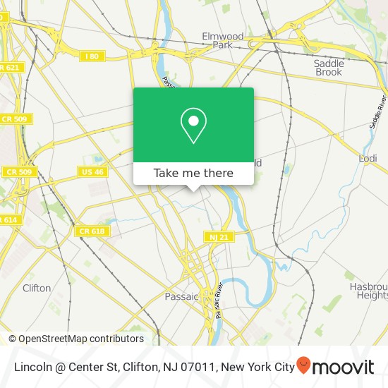 Mapa de Lincoln @ Center St, Clifton, NJ 07011