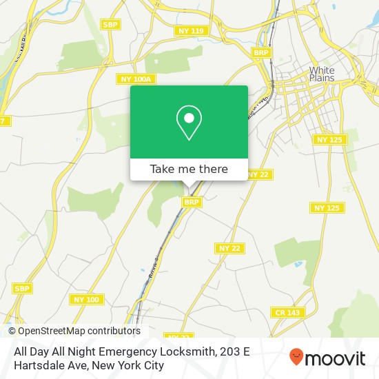 Mapa de All Day All Night Emergency Locksmith, 203 E Hartsdale Ave