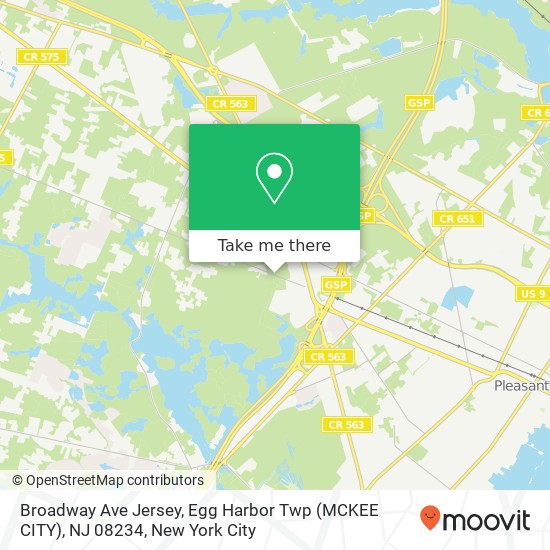 Mapa de Broadway Ave Jersey, Egg Harbor Twp (MCKEE CITY), NJ 08234